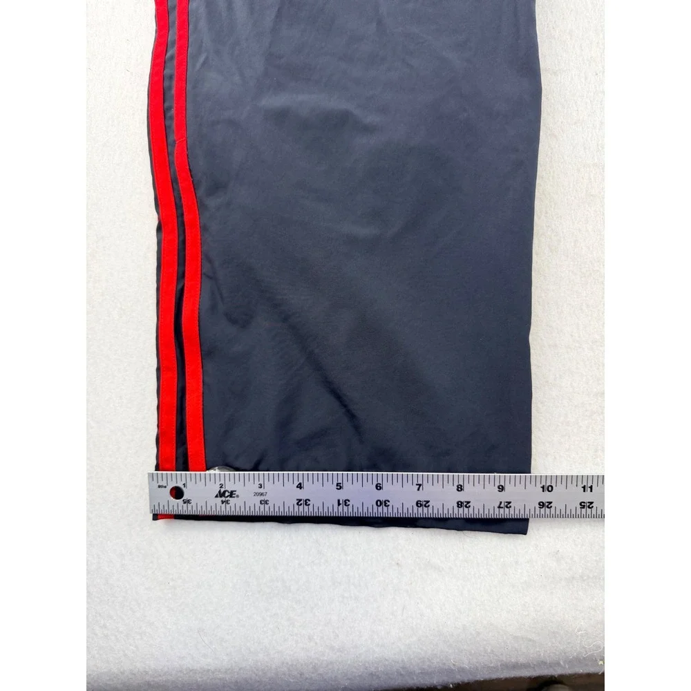 Adidas Mens Track Pants Black Red Stripe Mesh Lined Ankle Zip Large